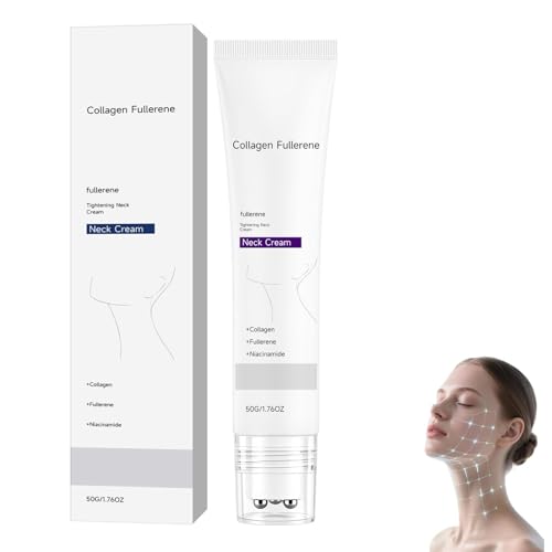 Tasunte Collagen Fullerene Firming Neck Cream with 5-Ball Massage Roller