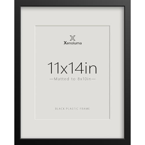 11x14 Black Picture Frame with 8x10 Mat - Shatter Resistant Plexiglass
