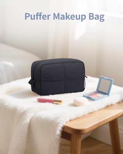 Narwey Travel Makeup Bag - Quilted, Water-Resistant Cosmetic Organizer