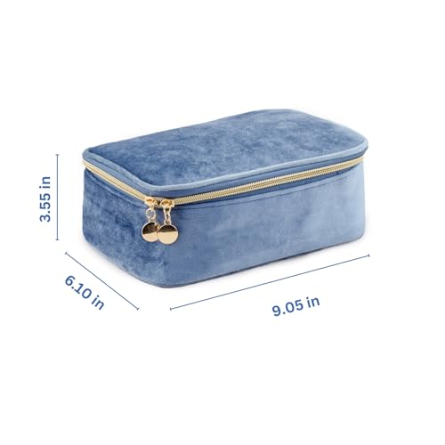KOPY Sky Blue Velvet Makeup Bag - Large Travel Organizer