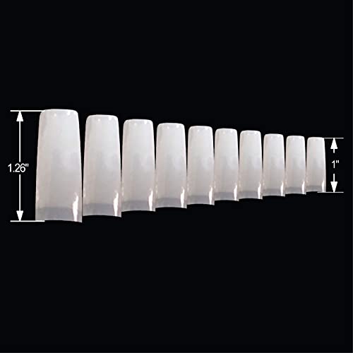 Vivace Natural Half Moon Acrylic Nail Tips – 11 Sizes with Case