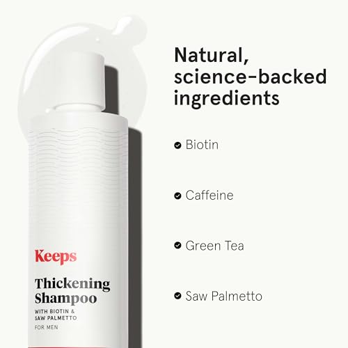 Keeps Thickening Shampoo for Men - Anti-Thinning Hair Care with Biotin, Caffeine & Saw Palmetto - Color-Safe Men's Volumizing Shampoo - DHT-Blocker - for Fuller, Thicker Looking Hair - 8 Oz