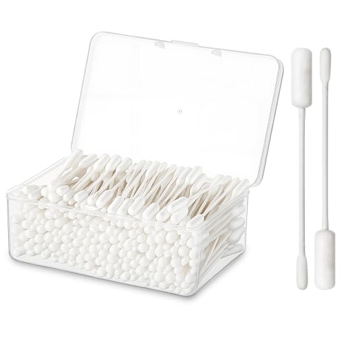 Lounsweer 200pcs Long Cotton Swabs with Storage Case – 4" XL Double-Headed