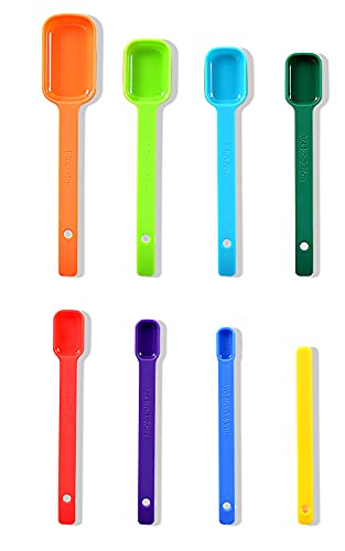 Measuring Cups and Spoons Set of 15 - Assorted Colors, Dishwasher Safe
