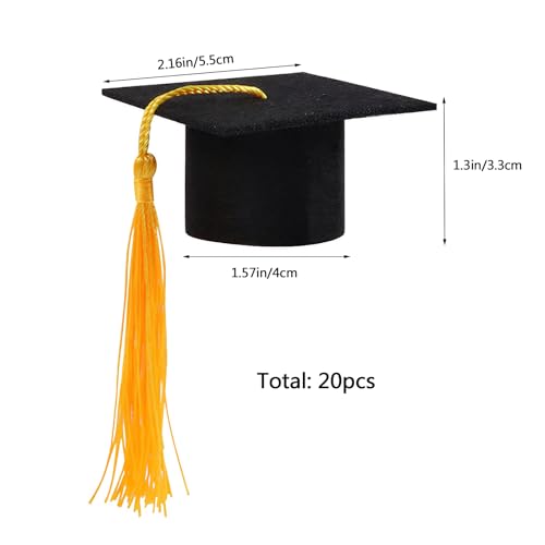 20 Mini Graduation Caps with Tassels - Felt Wine Bottle Toppers
