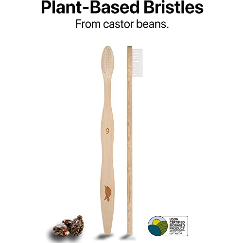Sea Turtle Sustainable Bamboo Toothbrushes - Soft Plant-Based Bristles, 10 Pack