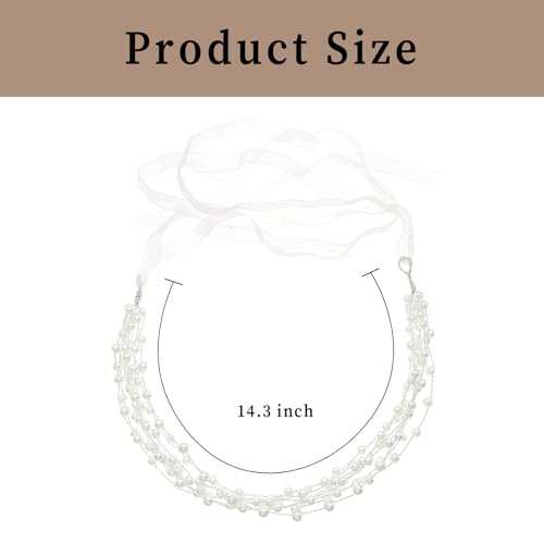 White Pearl Bridal Headband with Ribbons - Elegant Wedding Hair Accessory