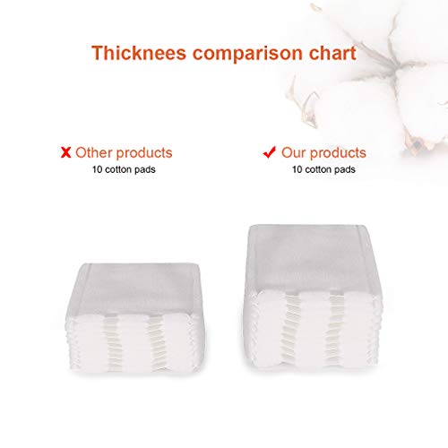 Cotton Pads, Facial Lip & Eye Makeup Remover Pads,100% Pure Cotton Effective Cosmetic Cotton Squares,Hypoallergenic, Lint-Free(222PCS)