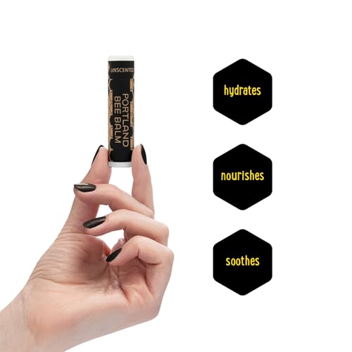 Portland Bee Balm All Natural Lip Balm 3 Pack | Unscented & Organic with Coconut & Olive Oil