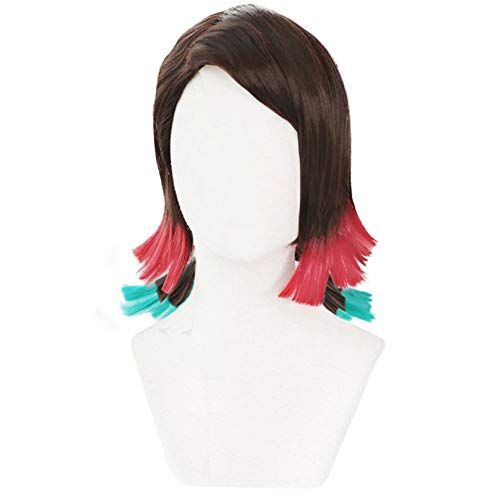 LOADREAM Enmu Cosplay Wig Short Gradient Synthetic Hair Halloween Costume Accessory