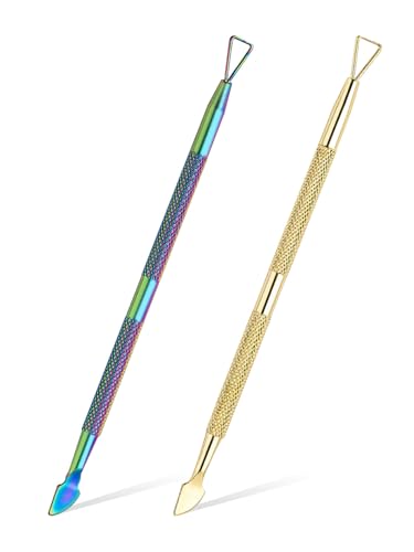 2PCS Metal Lottery Ticket Scratcher Tools - Rainbow & Gold