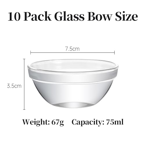 10 Pack 2.5oz Clear Glass Ramekins for Dipping & Prep