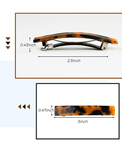 Tortoise Shell Hair Barrettes - 8 Pack Acetate Rectangle Hair Clips
