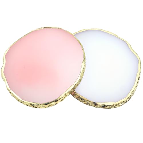 Nail Art Palette Set - 2 Pcs Resin Mixing Plates with Gold Edge