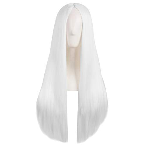 MapofBeauty 28 Inch White Long Straight Synthetic Wig for Women