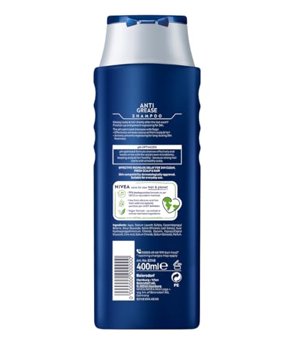 NIVEA Men Anti-Grease Shampoo 400ml for Oily Hair Care