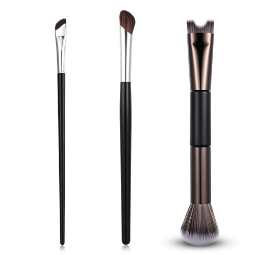 3-Piece Dual-End Nose Contour Brush Set for Sculpting & Blush
