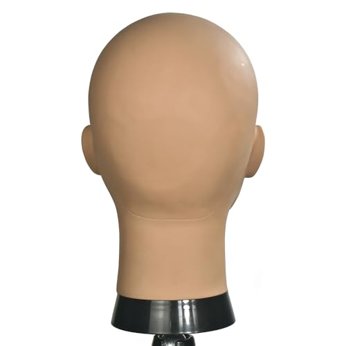 CAZSYSDD 12-A PVC Bald Mannequin Head for Wigs & Cosmetology Practice - Beige Afro