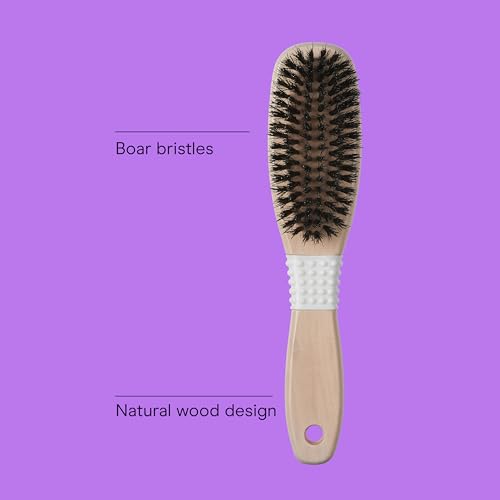 Conair Boar Bristle Hair Brush for Women - Detangling & Styling Natural Wooden Handle