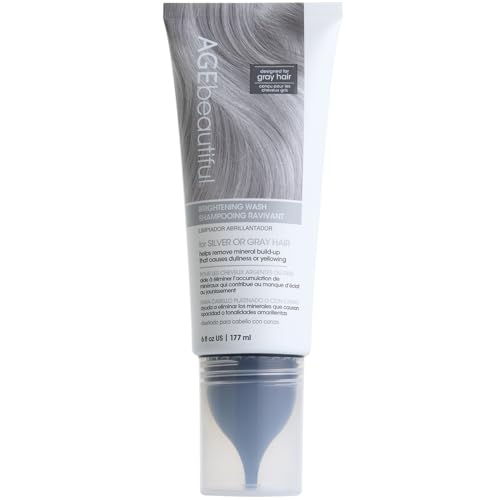 AGE Beautiful Brightening Shampoo for Silver & Gray Hair - Clarifying Wash with CoQ10 & Charcoal, Sulfate-Free, Color-Safe, Brightening & Brassy Tone Removal - Brightening Wash