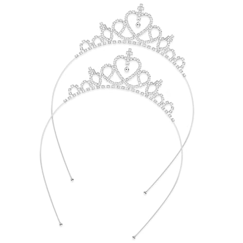 Gold Princess Crown Tiara Headbands - 2 Pcs Rhinestone Set