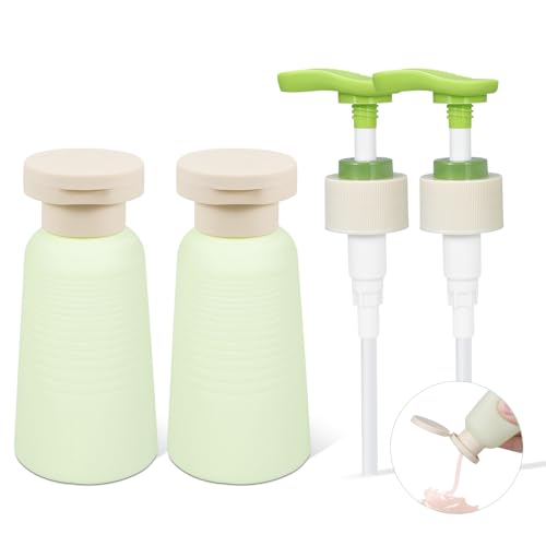 UMETASS 3.4oz Travel Refillable Shampoo Bottle - Green, Locking Pump, 2 Pack
