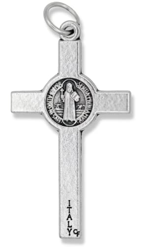 St Benedict Crucifix - Bulk Pack of 5 Silver Oxidized 1.5" Rosary Parts