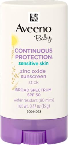 Aveeno Baby Mineral Sunscreen Stick SPF 50 for Sensitive Skin - Travel Size 0.47 oz