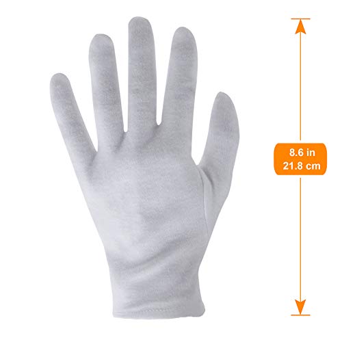 12 Pairs White Cotton Gloves for Serving, Inspection & Eczema Care