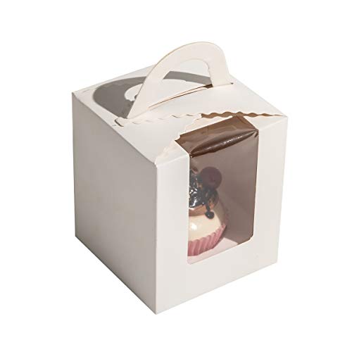 25 Pack White Cupcake Boxes with Window & Handle - Perfect for Weddings
