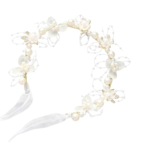 Yuruyi White Adjustable Flower Crown for Women, Bridal, Festival & Party