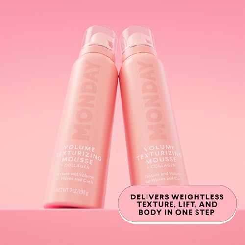 MONDAY Haircare VOLUME Texturizing Mousse with Collagen, 7 oz (Pack of 2)