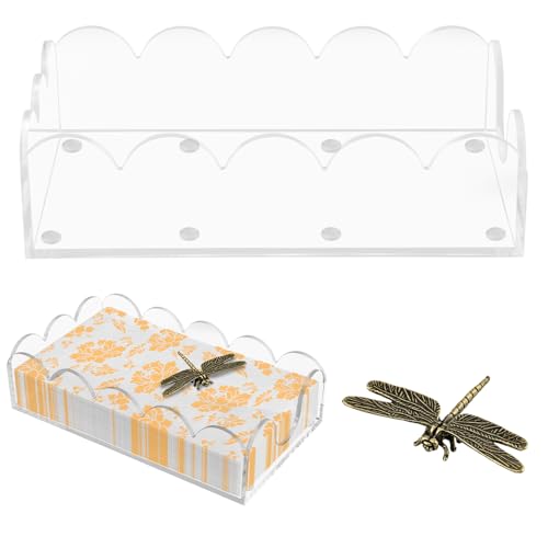 Clear Acrylic Napkin Holder with Scalloped Edges - 9.5x5.5in