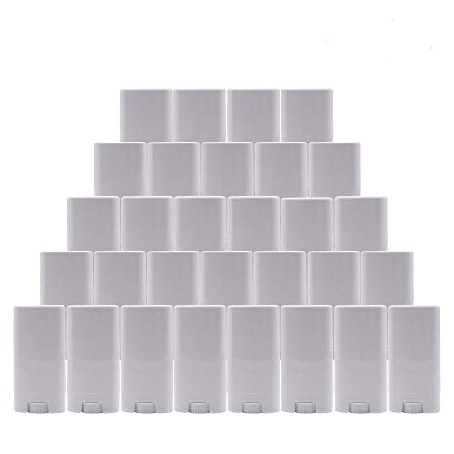 30 Pack White Plastic Deodorant Containers 15ml for DIY Lip Balm & Lotion