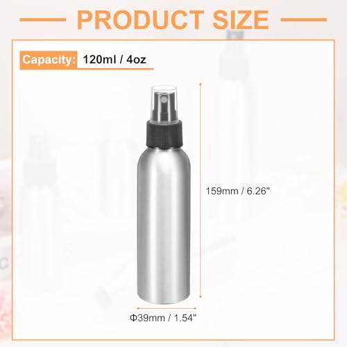 HARFINGTON 120ml Black Aluminum Fine Mist Spray Bottle - Refillable Travel Container for Perfume & Skincare