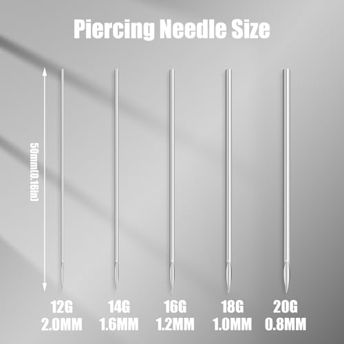 YTATTOO 100pcs Assorted Body Piercing Needles 12g-20g Sterile Piercing Kit