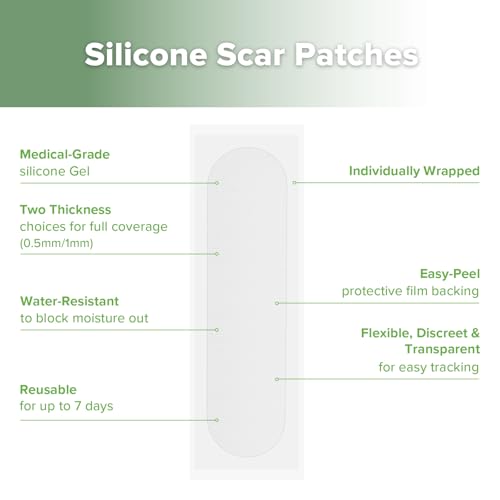 haakaa C Section Scar Silicone Strips, 0.5mm & 1mm Medical Grade Silicone Scar Treatment for Postpartum Recovery, Reusable Silicone Scar Sheets for C-Section & Surgery Scars, Includes Storage Board