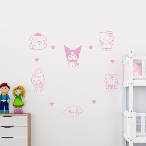 Sanrio Pack Vinyl Wall Decals - Cute 7" x 5" Stickers for Kids Room