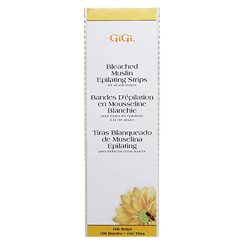 GiGi Bleached Muslin Epilating Strips for Soft Wax - Large Pack of 100, 3”x9” - Professional Hair Removal