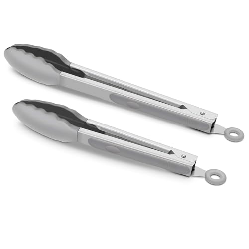 Silicone Kitchen Tongs Set - 9" & 12" Heat Resistant, Non-Stick Safe
