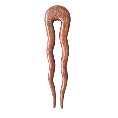 MaryCrafts Handmade Wooden Amber Hair Pin - Brown, 5"