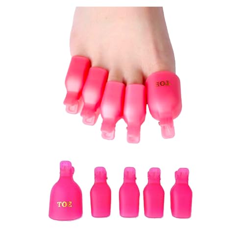 10 Reusable Pink Toenail Soak Off Cap Clips for Nail Polish Removal