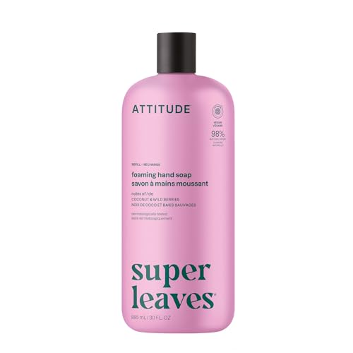 ATTITUDE Coconut & Wild Berries Foaming Hand Soap Refill - 30 Fl Oz, EWG Verified, Natural & Vegan Formula