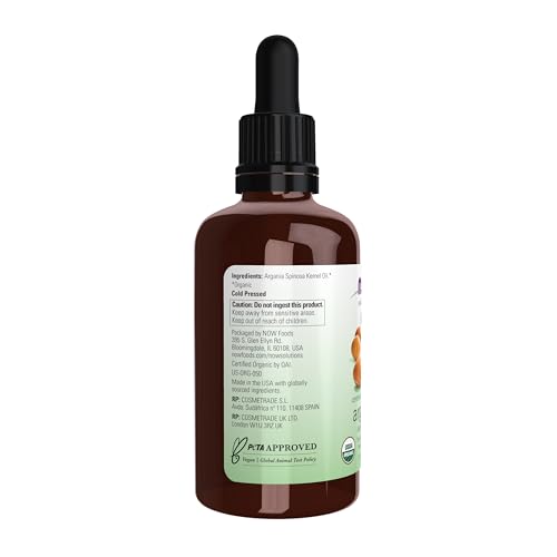 NOW Organic Argan Oil Unscented 2oz - Multi-Purpose Skin, Hair, Nail Oil