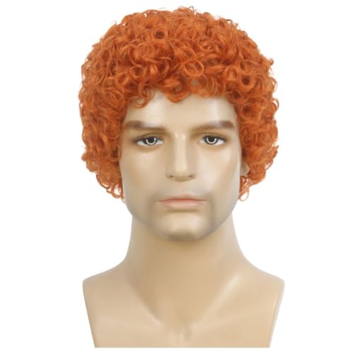 Short Orange Afro Curly Wig for Men - California Cosplay Costume