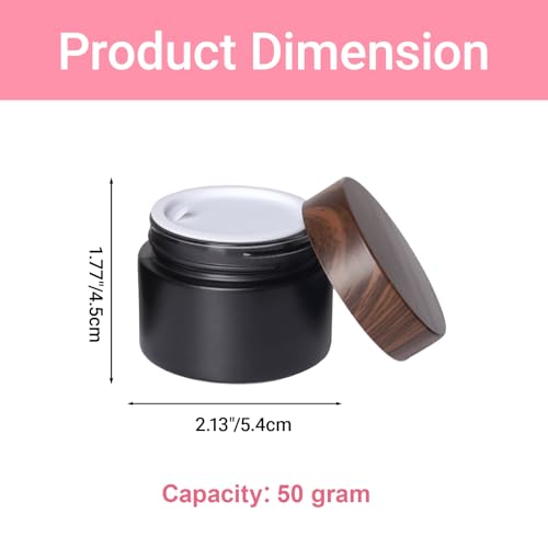 6Pcs Black Travel Lotion Containers - 50g Glass Jars with Lids