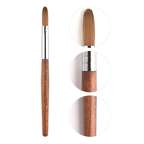 KADS 16# Pure Kolinsky Acrylic Nail Brush - Oval Crimped RedWood Handle