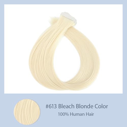 Lorauroga #613 Honey Blonde Tape-In Hair Extensions, 20 Inch Remy Human Hair