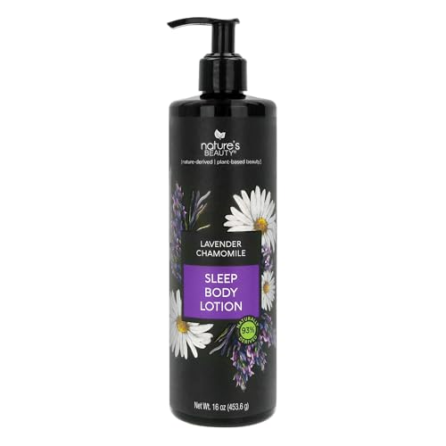 Nature's Beauty Lavender Chamomile Sleep Body Lotion 16oz - Moisturizer for Dry Skin, Shea & Jojoba Oils, Nighttime Relaxation