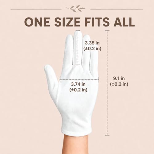 Smilco 100% Cotton Gloves - 3 Pairs One Size for Dry Hands, Eczema & Jewelry Inspection